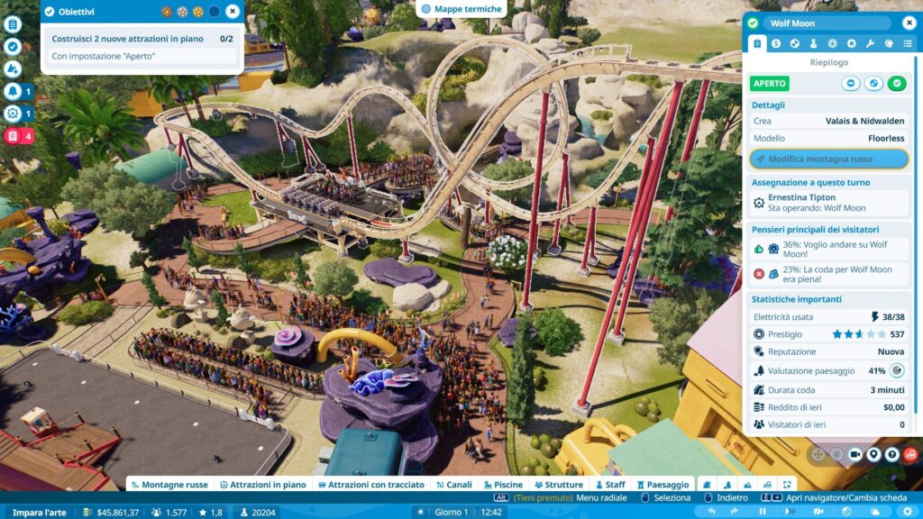 Una montagna russa di Planet Coaster 2